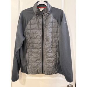 Orvis Mens Hybrid Quilted Fleece Full Zip Jacket Dark Grey Medium Mock Neck